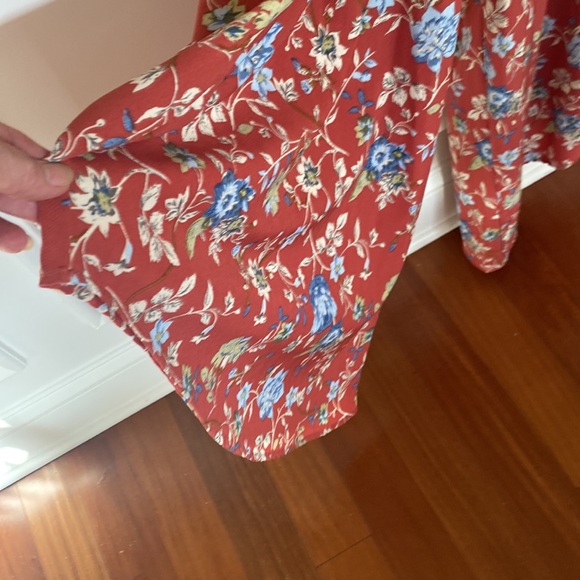 Bucket List Wide Flowy Leg Pants Red Floral print - Sz L wPockets - Picture 4 of 13